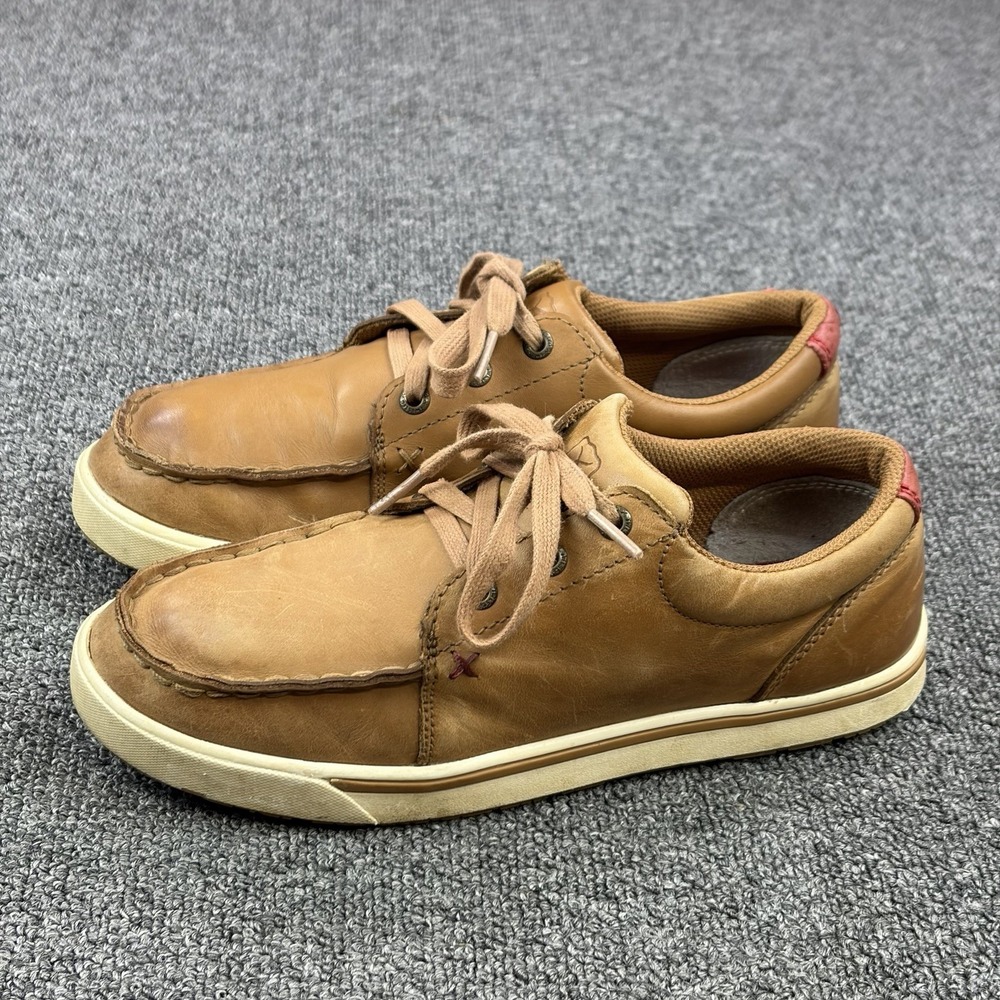 Twisted X Kid's Tan Leather Kick On Lace Up Shoes YCA0012 Size 5 M